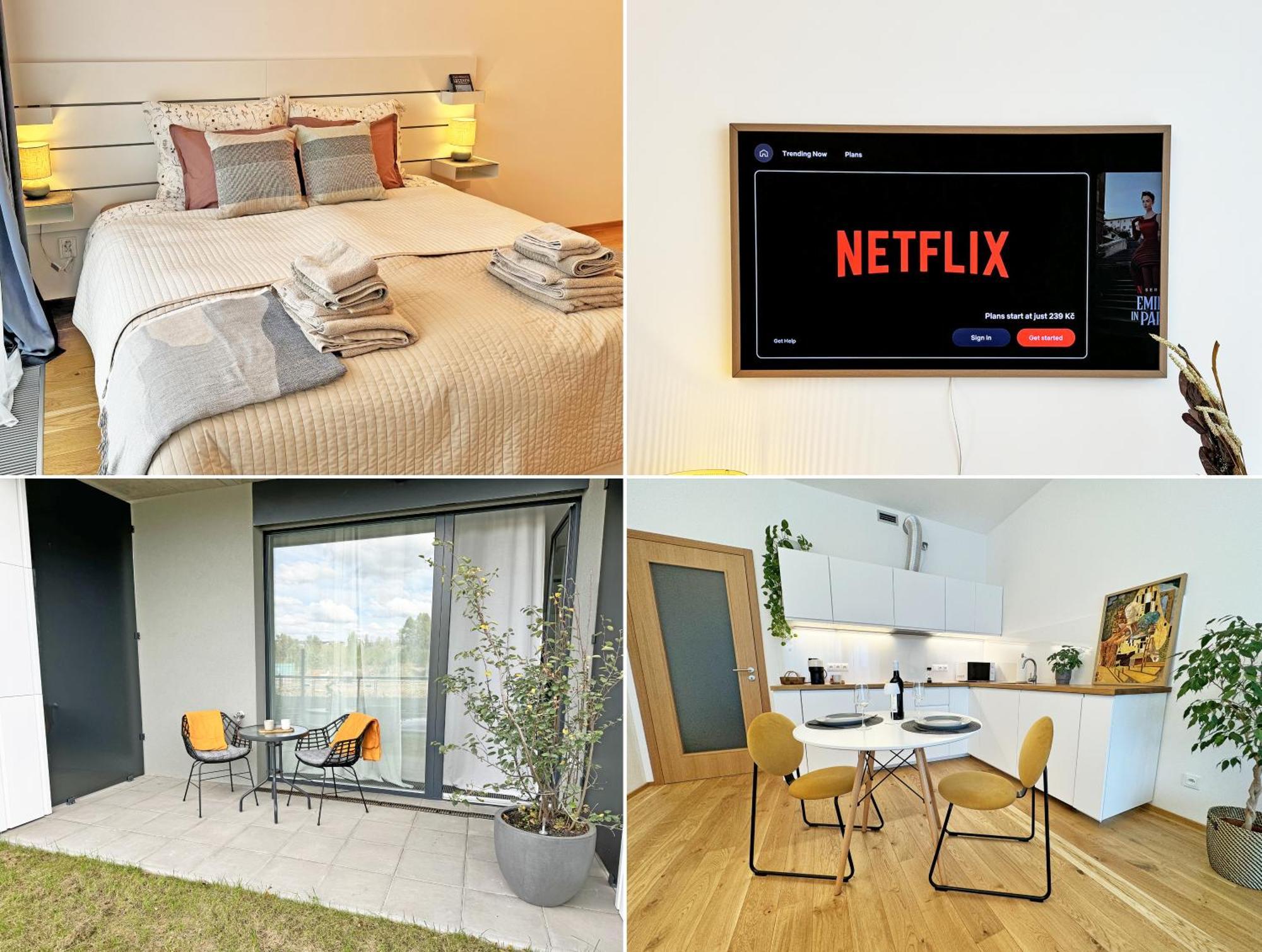 New Studio, King Bed, Free Parking, Terrace Apartmán Prague
